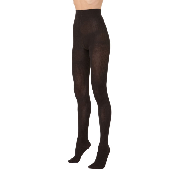 Max Mara Zavorra Ribbed Cotton Tights in Dark Brown | Accessories | Luxury Shoes 