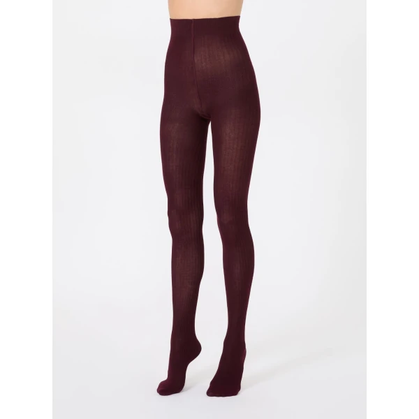 Max Mara Zavorra Ribbed Cotton Tights in Dark Red | Accessories | Luxury Shoes 
