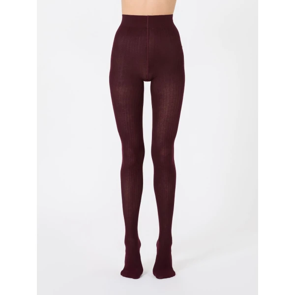 Max Mara Zavorra Ribbed Cotton Tights in Dark Red | Accessories | Luxury Shoes 