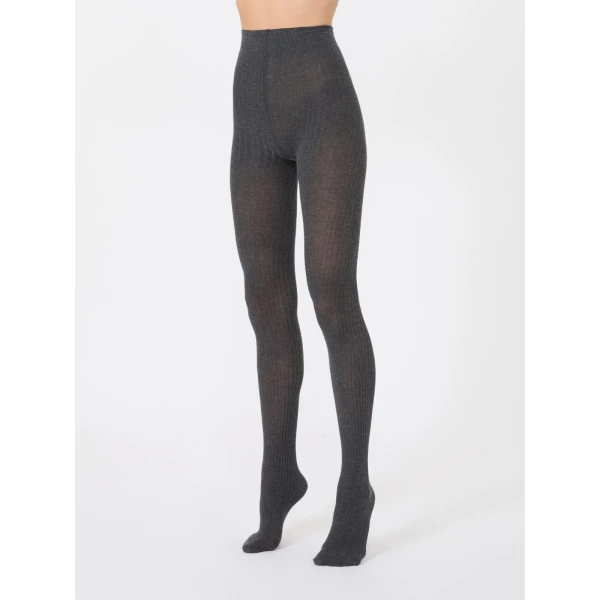 Max Mara Zavorra Ribbed Cotton Tights in Medium Grey | Accessories | Luxury Shoes 
