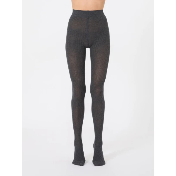 Max Mara Zavorra Ribbed Cotton Tights in Medium Grey | Accessories | Luxury Shoes 