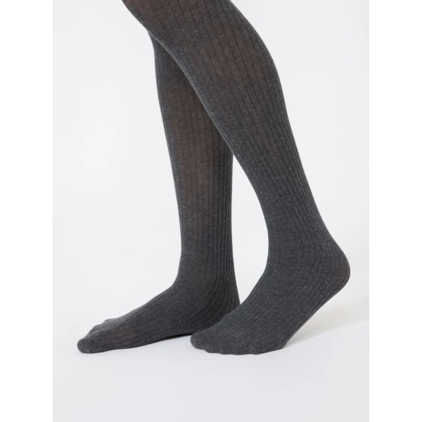 Max Mara Zavorra Ribbed Cotton Tights in Medium Grey | Accessories | Luxury Shoes 