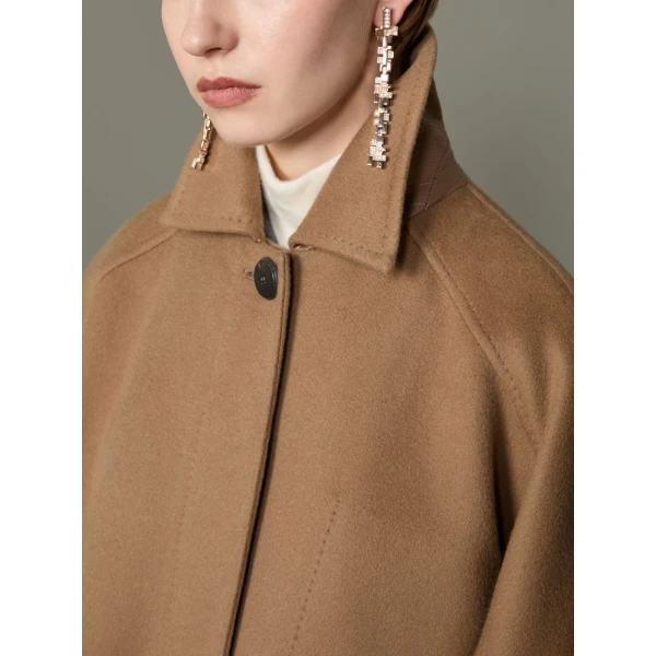 Max Mara Zebra Cashmere Shirt Coat in Hazelnut Brown | Wool Coat | Luxury Shoes 