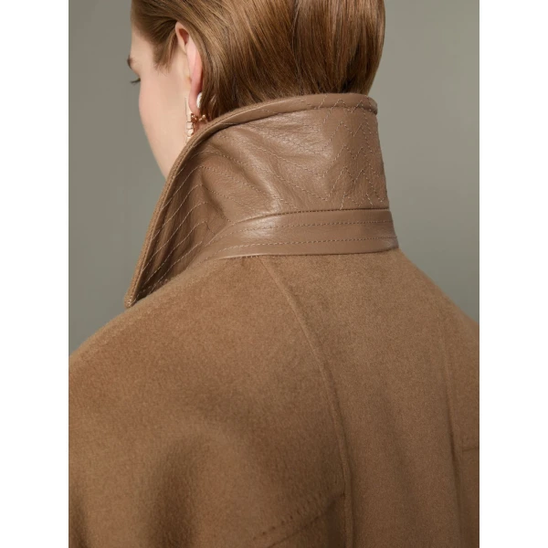 Max Mara Zebra Cashmere Shirt Coat in Hazelnut Brown | Wool Coat | Luxury Shoes 