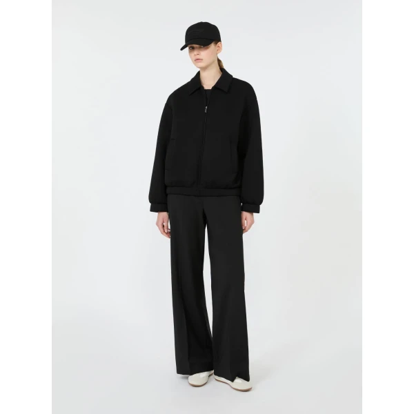 Max Mara Zebra Scuba Jersey Bomber Jacket in Black | Blazers | Luxury Shoes 