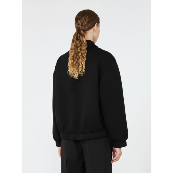 Max Mara Zebra Scuba Jersey Bomber Jacket in Black | Blazers | Luxury Shoes 