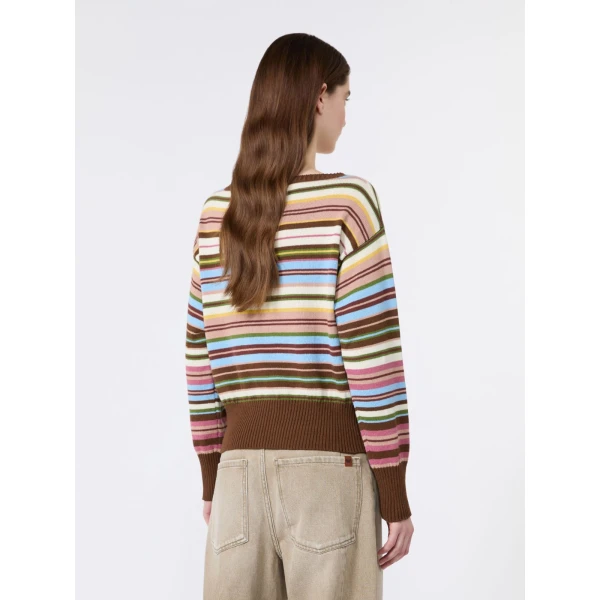 Max Mara Zinnia Cotton Boat-Neck Jumper in Multicolour | Sweaters | Luxury Shoes 