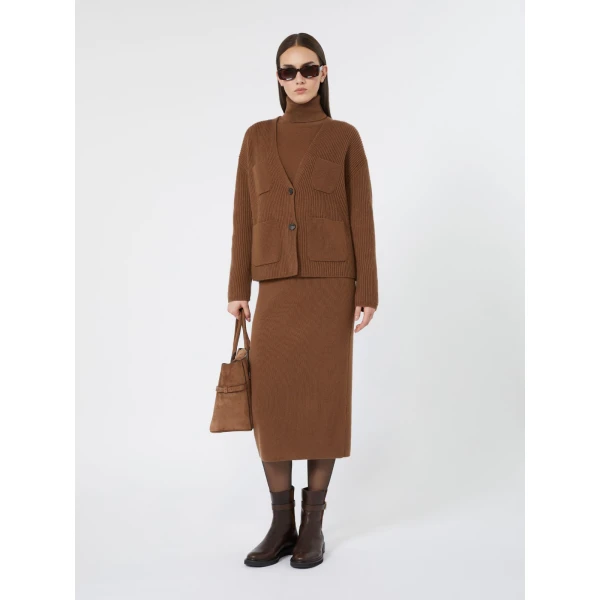 Max Mara Zucca Wool and Cashmere Pencil Skirt in Tobacco | Pencil Skirts | Luxury Shoes 