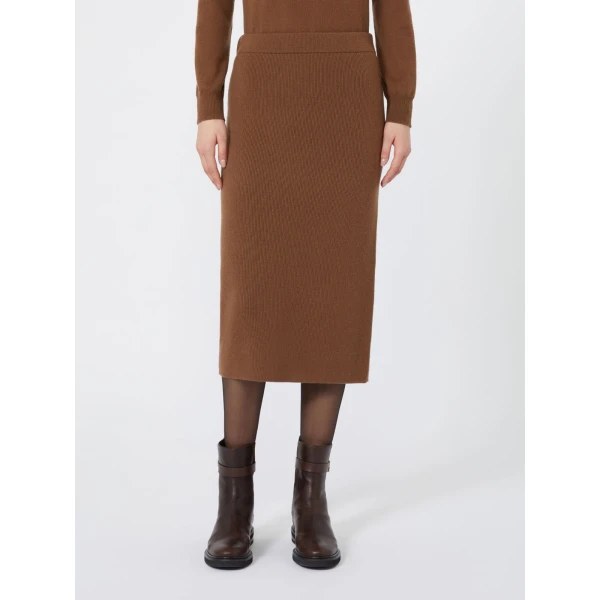 Max Mara Zucca Wool and Cashmere Pencil Skirt in Tobacco | Pencil Skirts | Luxury Shoes 