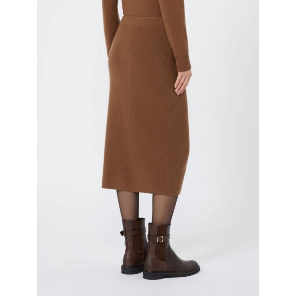 Max Mara Zucca Wool and Cashmere Pencil Skirt in Tobacco | Pencil Skirts | Luxury Shoes 