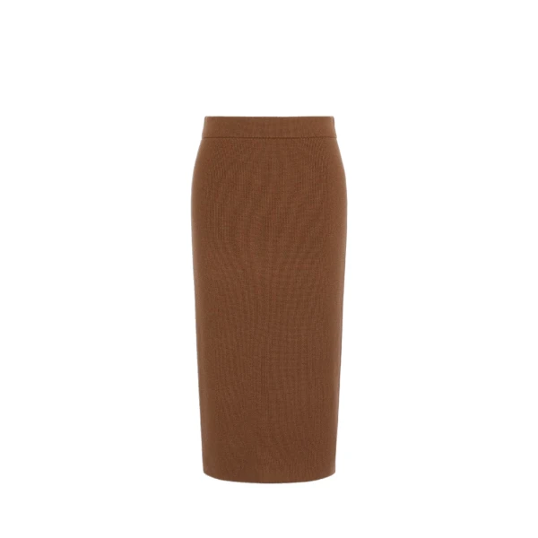 Max Mara Zucca Wool and Cashmere Pencil Skirt in Tobacco | Pencil Skirts | Luxury Shoes 