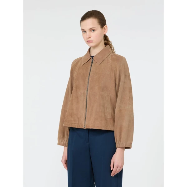 Max Mara Zuppa Suede Jacket in Beige | Leather Jackets | Luxury Shoes 