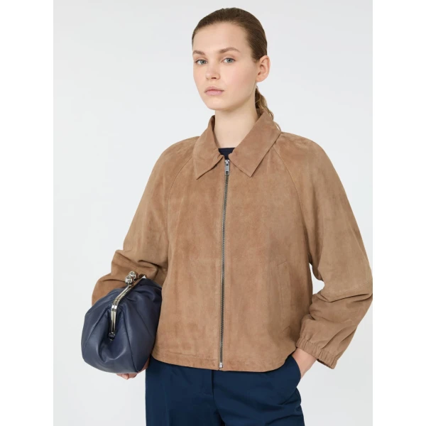 Max Mara Zuppa Suede Jacket in Beige | Leather Jackets | Luxury Shoes 