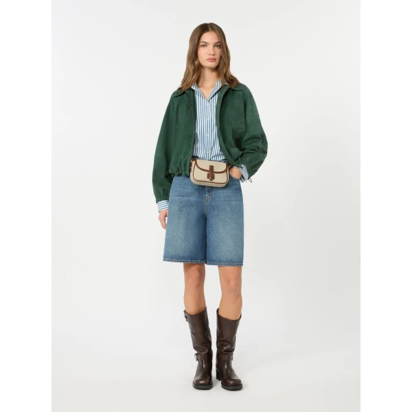Max Mara Zuppa Suede Jacket in Dark Green | Leather Jackets | Luxury Shoes 