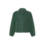 Max Mara Zuppa Suede Jacket in Dark Green | Leather Jackets | Luxury Shoes 