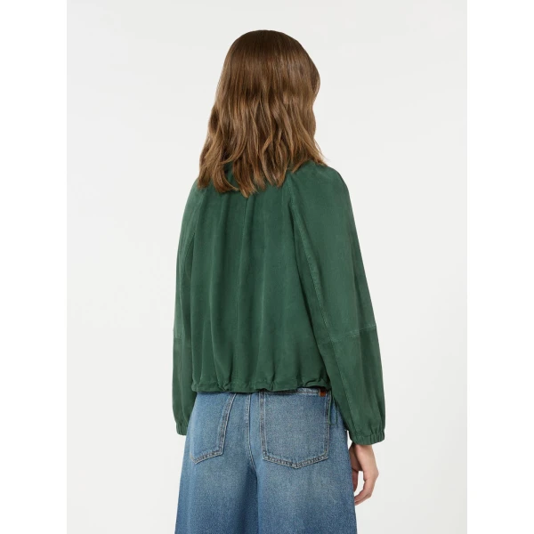 Max Mara Zuppa Suede Jacket in Dark Green | Leather Jackets | Luxury Shoes 