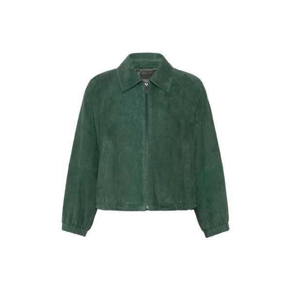 Max Mara Zuppa Suede Jacket in Dark Green | Leather Jackets | Luxury Shoes 