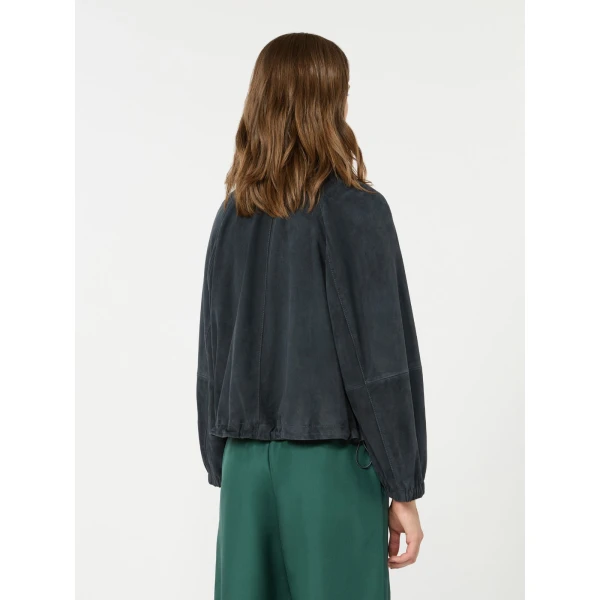 Max Mara Zuppa Suede Jacket in Navy | Leather Jackets | Luxury Shoes 