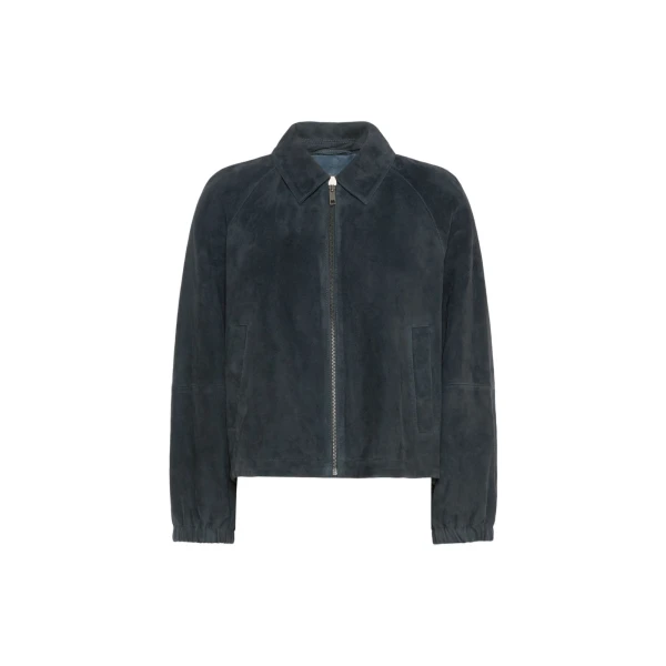Max Mara Zuppa Suede Jacket in Navy | Leather Jackets | Luxury Shoes 