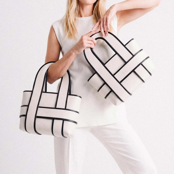 Mlouye Checker Tote in Black | Totes & Top-Handle Bags | Luxury Shoes 