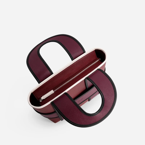 Mlouye Checker Tote in Bordeaux and Off White | Totes & Top-Handle Bags | Luxury Shoes 