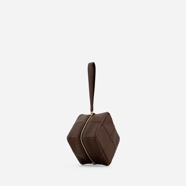 Mlouye Grid Clutch in Espresso | Clutch Bags | Luxury Shoes 