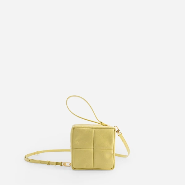 Mlouye Grid Clutch in Mermaid Yellow | Clutch Bags | Luxury Shoes 
