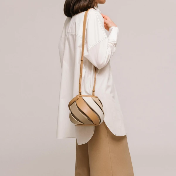 Mlouye Helix Bag in Praline | Shoulder & Crossbody Bags | Luxury Shoes 