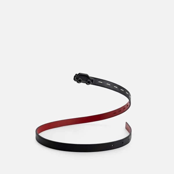 Mlouye Hit the Road Belt in Black and Red with Black Buckle | Belts | Luxury Shoes 