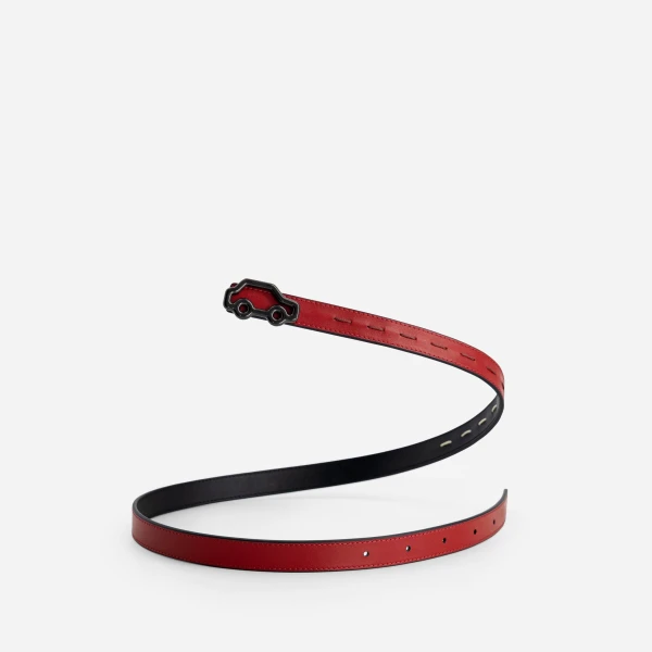 Mlouye Hit the Road Belt in Black and Red with Black Buckle | Belts | Luxury Shoes 