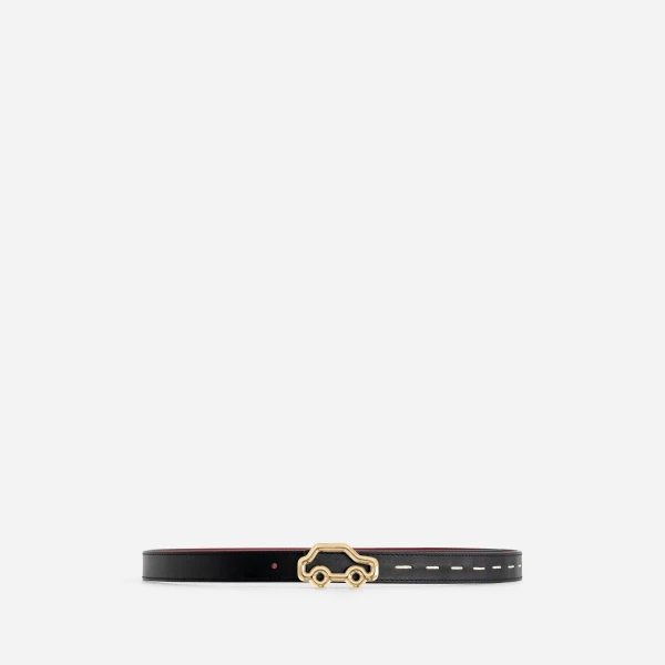 Mlouye Hit the Road Belt in Black and Red with Black Buckle | Belts | Luxury Shoes 