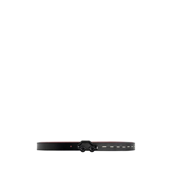 Mlouye Hit the Road Belt in Black and Red with Black Buckle | Belts | Luxury Shoes 