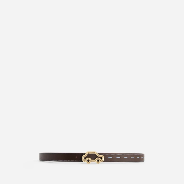 Mlouye Hit the Road Belt in Espresso and Bordeaux with Blue Buckle | Belts | Luxury Shoes 