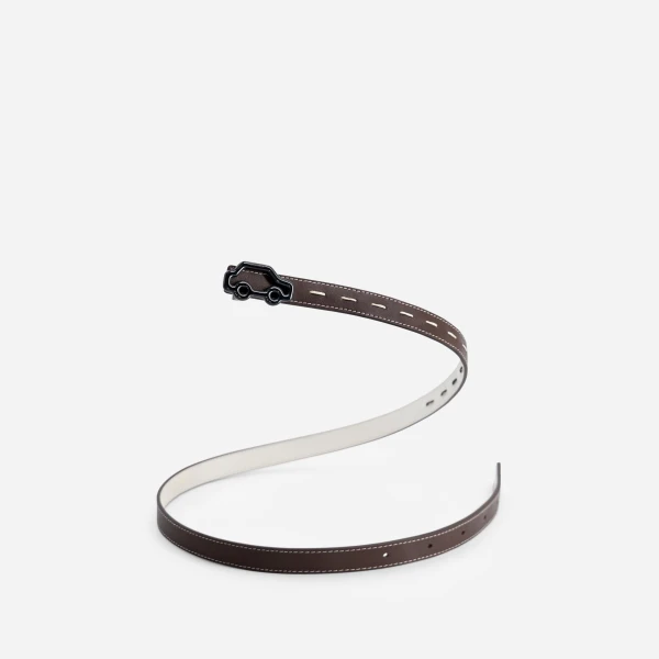 Mlouye Hit the Road Belt in Off White and Espresso with Black Buckle | Belts | Luxury Shoes 