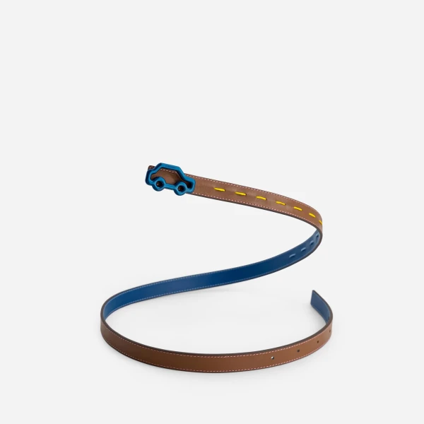 Mlouye Hit the Road Belt in Reef and Chocolate with Blue Buckle | Belts | Luxury Shoes 