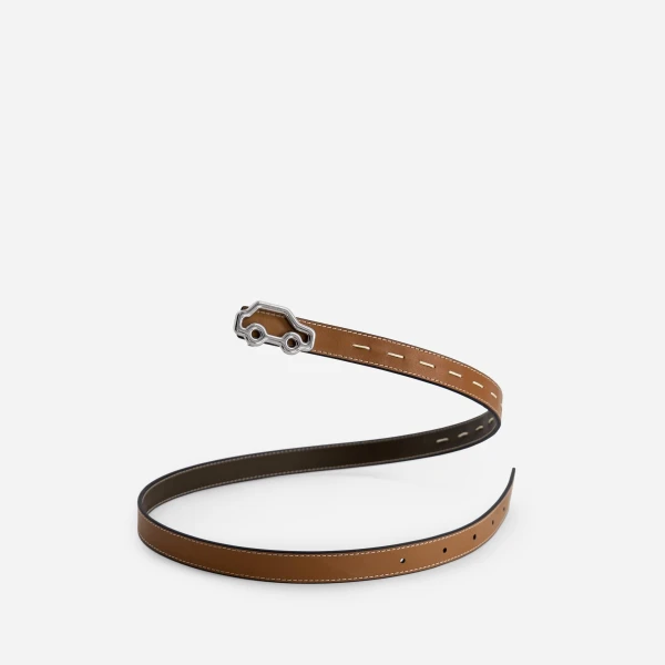 Mlouye Hit the Road Belt in Truffle Green and Canyon with Silver Buckle | Belts | Luxury Shoes 