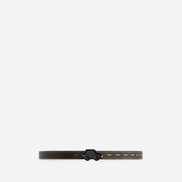 Mlouye Hit the Road Belt in Truffle Green and Canyon with Silver Buckle | Belts | Luxury Shoes 