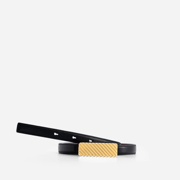 Mlouye Isla Belt in Bordeaux with Gold Buckle | Belts | Luxury Shoes 