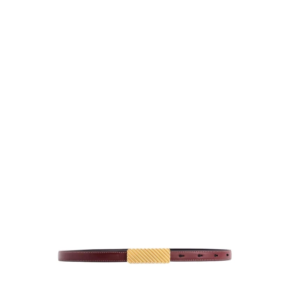 Mlouye Isla Belt in Bordeaux with Gold Buckle | Belts | Luxury Shoes 