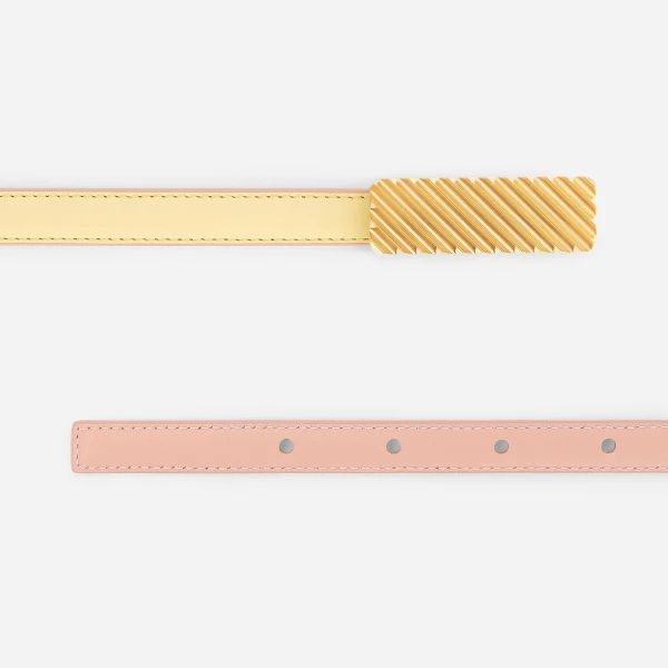 Mlouye Isla Belt in Butter with Gold Buckle | Belts | Luxury Shoes 