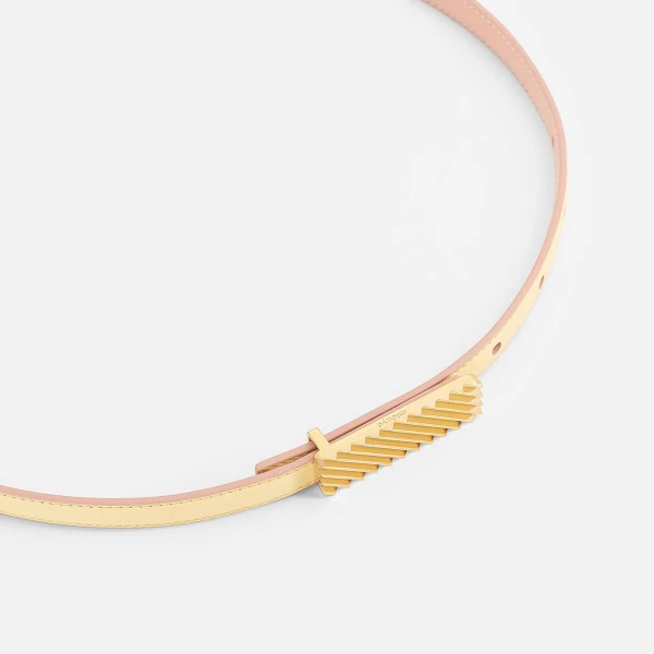 Mlouye Isla Belt in Butter with Gold Buckle | Belts | Luxury Shoes 