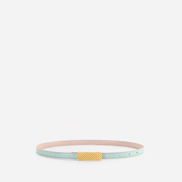 Mlouye Isla Belt in Mermaid with Gold Buckle | Belts | Luxury Shoes 