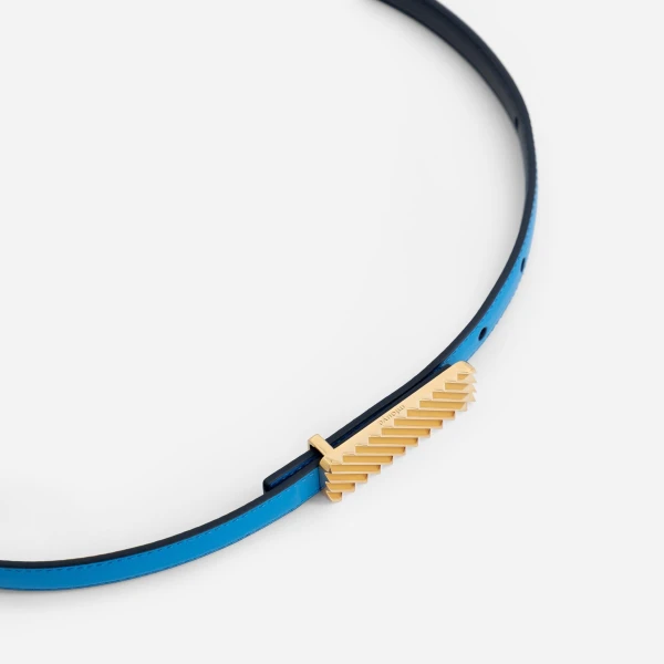 Mlouye Isla Belt in Navy with Gold Buckle | Belts | Luxury Shoes 