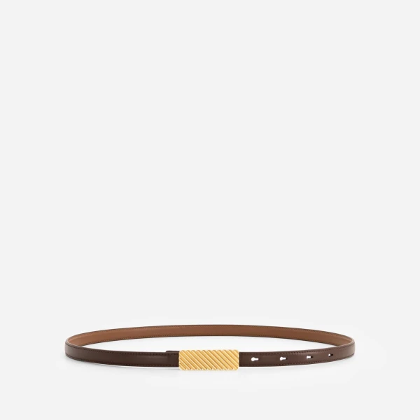 Mlouye Isla Belt in Praline with Gold Buckle | Belts | Luxury Shoes 