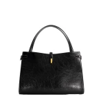 Mlouye Isla Tote in Crinkled Black | Totes & Top-Handle Bags | Luxury Shoes 