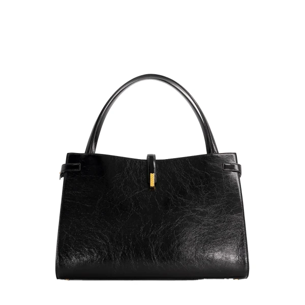 Mlouye Isla Tote in Crinkled Black | Totes & Top-Handle Bags | Luxury Shoes 