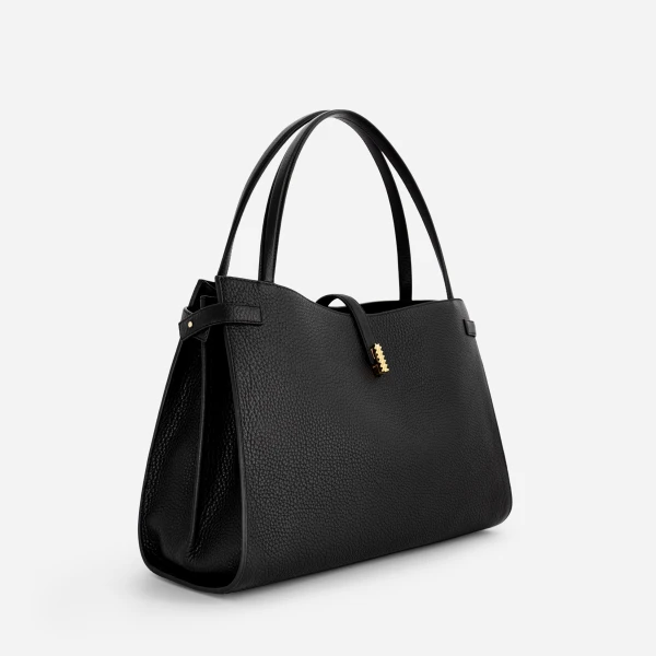 Mlouye Isla Tote in Grained Black | Totes & Top-Handle Bags | Luxury Shoes 