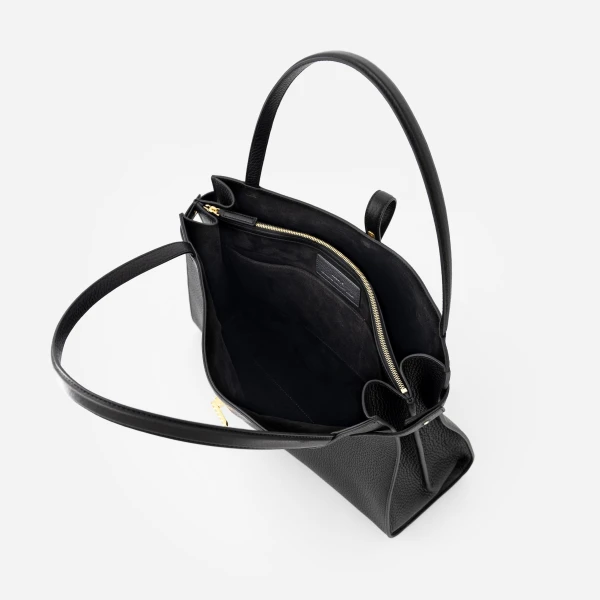 Mlouye Isla Tote in Grained Black | Totes & Top-Handle Bags | Luxury Shoes 