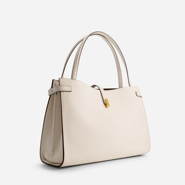 Mlouye Isla Tote in Grained Cream | Totes & Top-Handle Bags | Luxury Shoes 