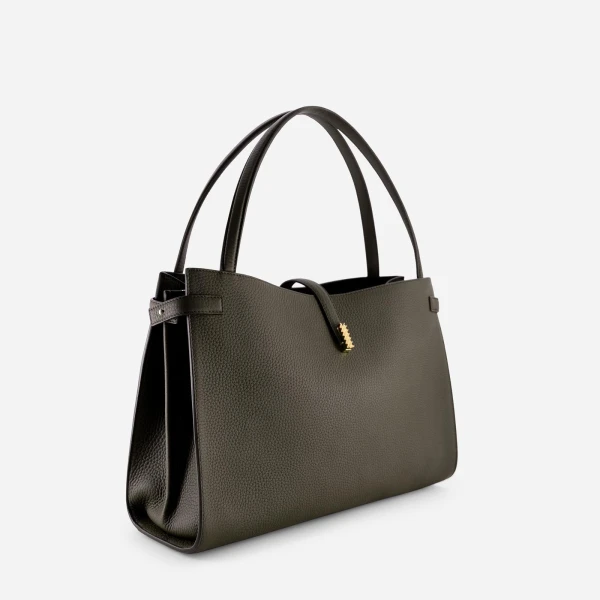Mlouye Isla Tote in Grained Dark Green | Totes & Top-Handle Bags | Luxury Shoes 